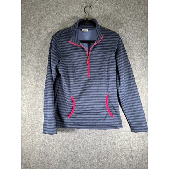 Columbia Sweater Women Small Blue Striped Quarter Zip Pullover Outdoor Gorpcore - Picture 1 of 7